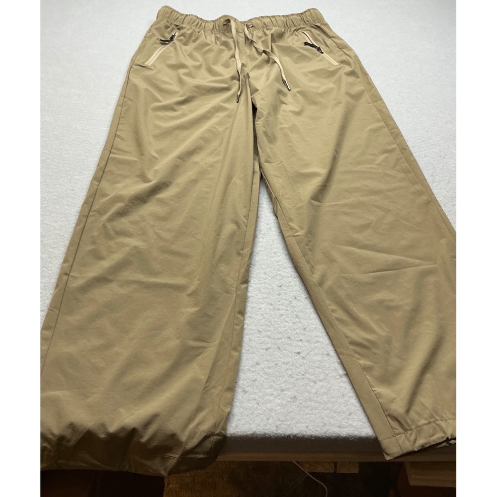Rosvigor Tan Cargo Parachute Pants‎ Adjustable Hem Zipper Pockets Size L NWT